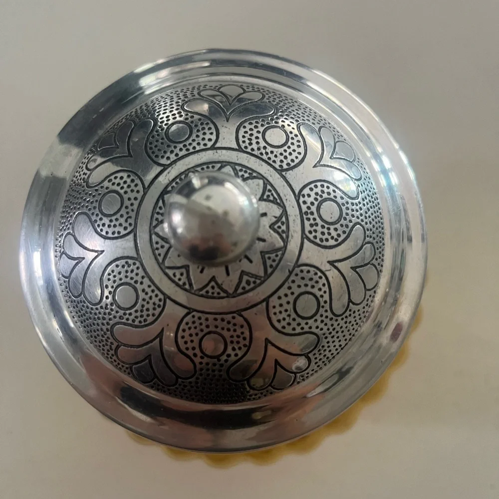 Pier 1 like new yellow gold glass decor container
